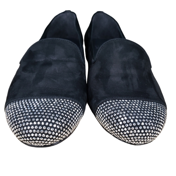 Stuart Weitzman Studon Mule Black Suede Size 5 Silver Studded Toe Slip On - Picture 4 of 7